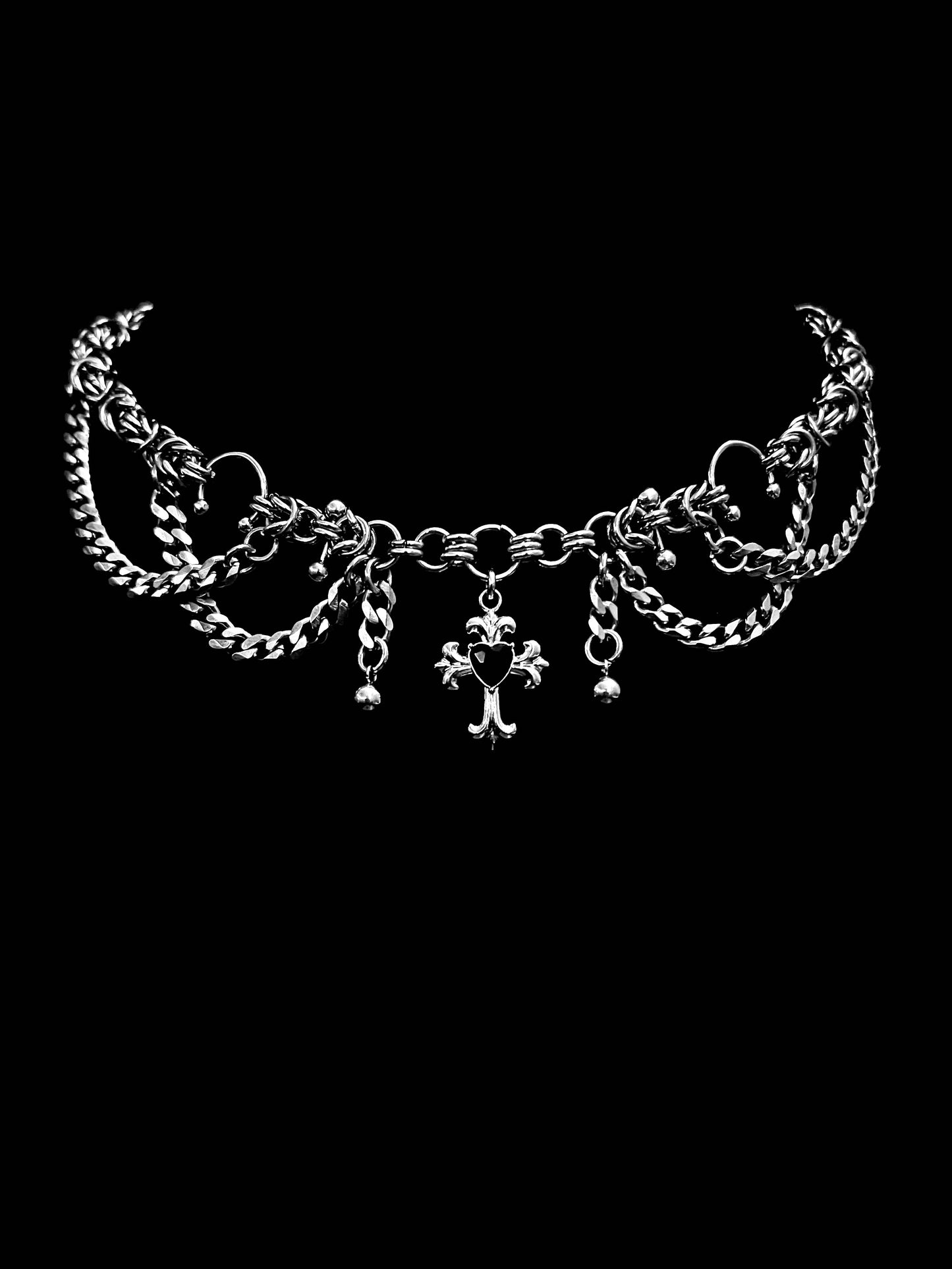 Dark Heart Cross Necklace